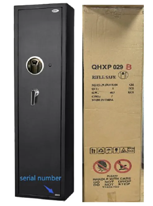 Recalled BBRKIN and MouTec Biometric Firearm Safe model number QHXP029B